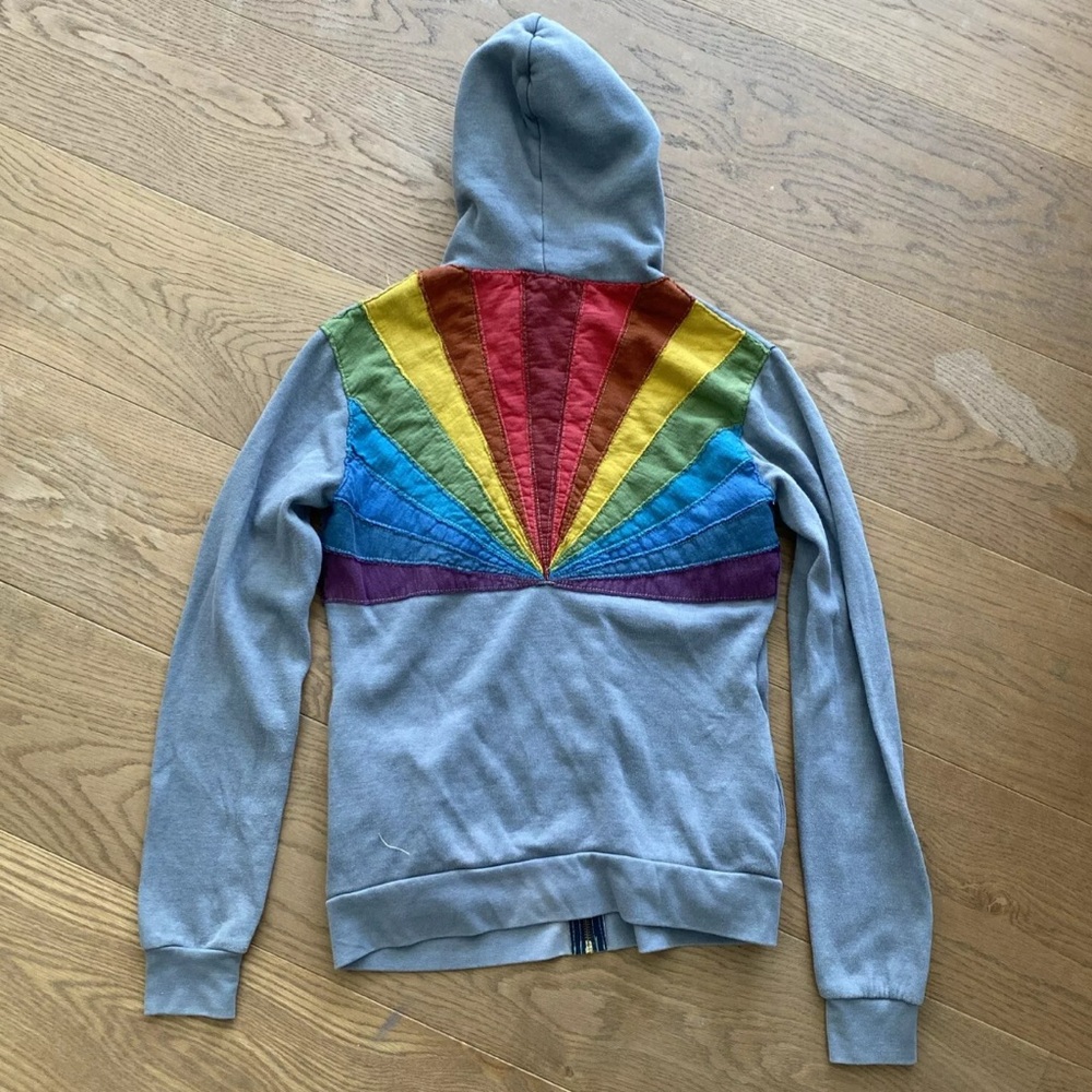 Aviator Nation RARE sunburst rainbow grey zip-up hoodie